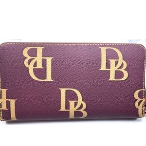 Dooney & Bourke Maroon and Gold Logo Wallet